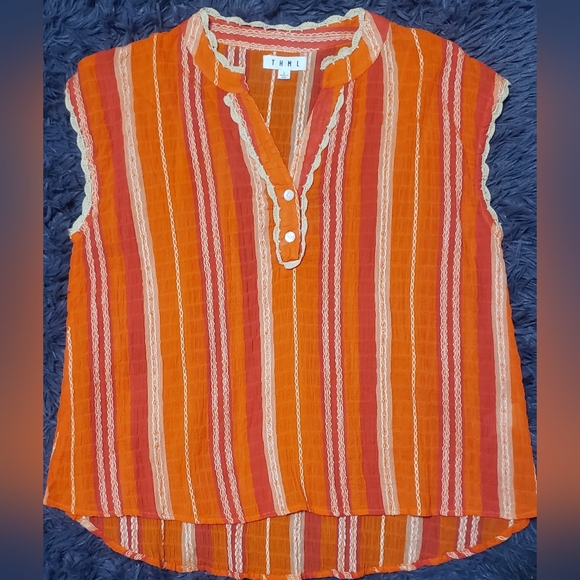 THML Orange Embroidered Top - Picture 3 of 6